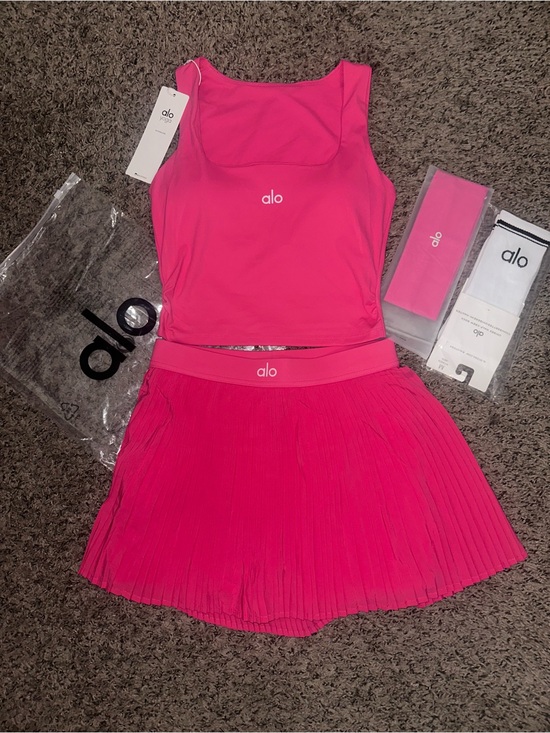 ALO Yoga Dresses & Skirts - ALO Yoga Pink Tank Top and Pleated Skirt Set